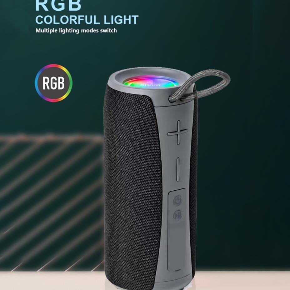 Kisonli Speaker Bluetooth Q20 Waterproof Ipx4 With Led Light Bass Portable