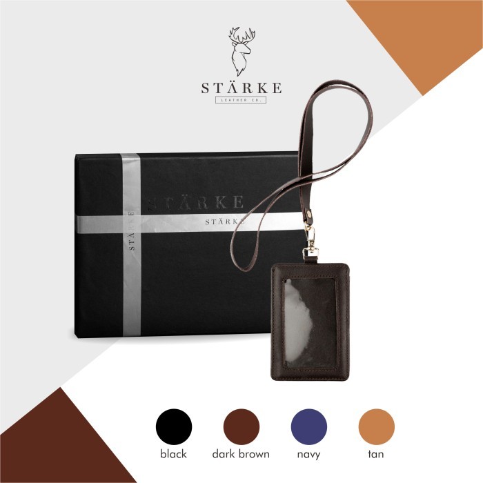 

Andra - Name Tag Kulit Id Card Holder Kulit Lanyard Kulit Hustle Hog Brown