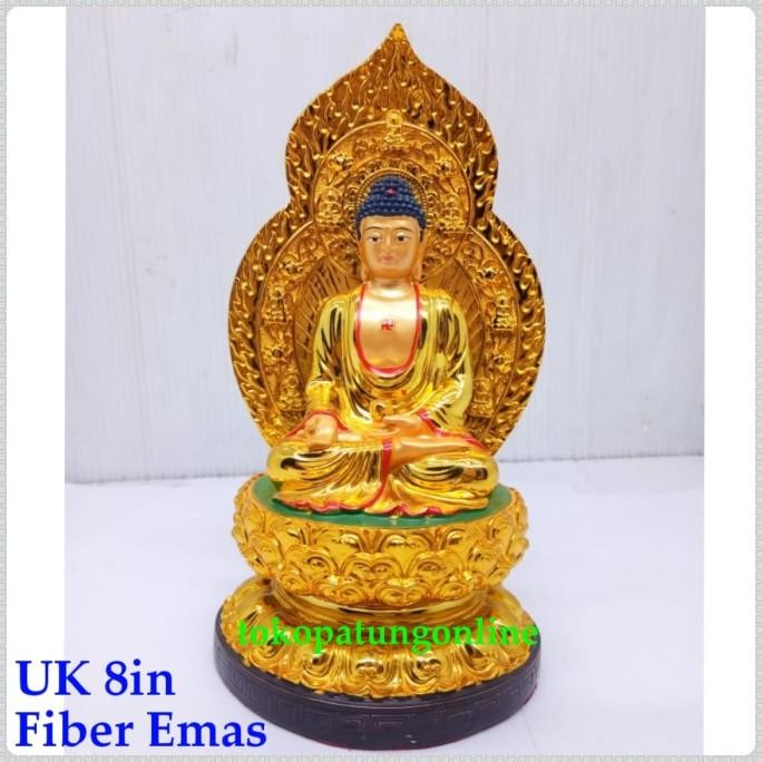 

Ready Patung Buddha Amithofo Aura Fiber Emas 08