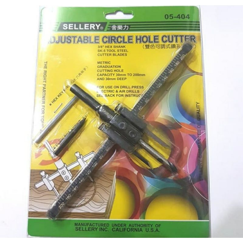 

Adjustable Circle Hole Cutter 30 mm - 200 mm Sellery 05-404