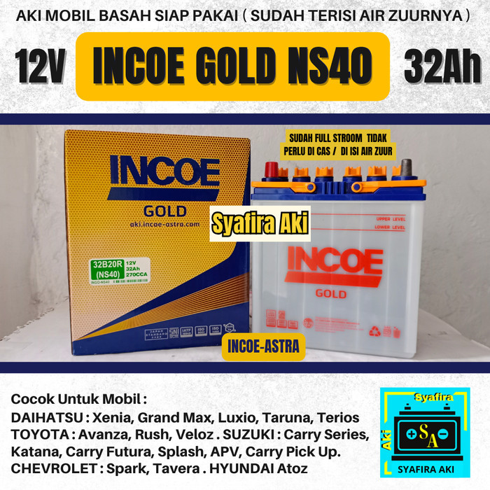 Aki Mobil Grand Max, Luxio, Carry Futura, Splash Ns40 Incoe Aki Basah