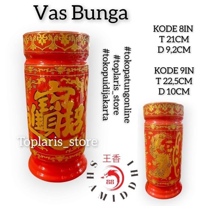 

Ready Vas Bunga Tempat Hio Naga T20 Merah Keramik L03