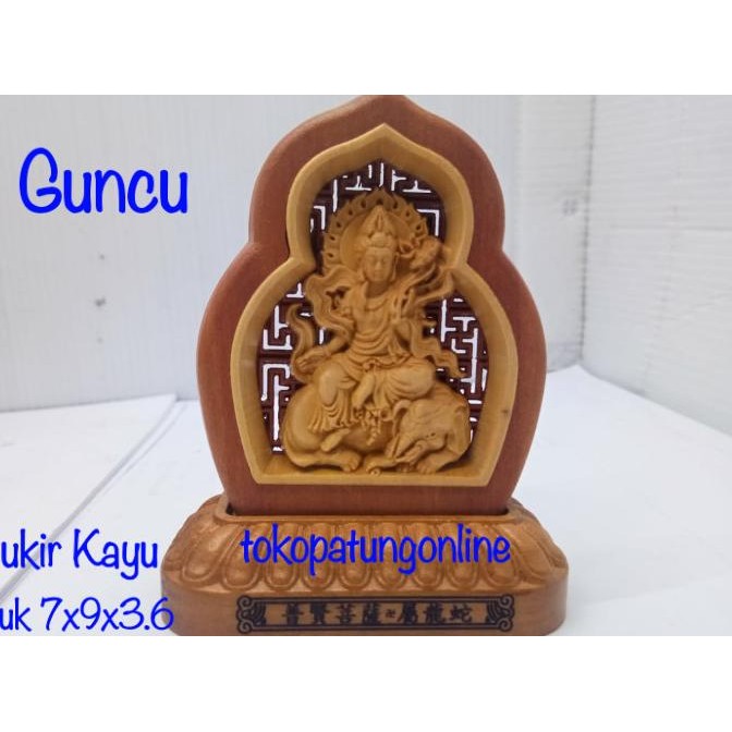 

Ready Patung Kwan Im Duduk Di atas Gajah Kayu Ukir 01