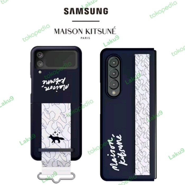 Samsung Galaxy Z Fold 4 Flip Original Maison Kitsune Strap Grip Case Siap Kirim