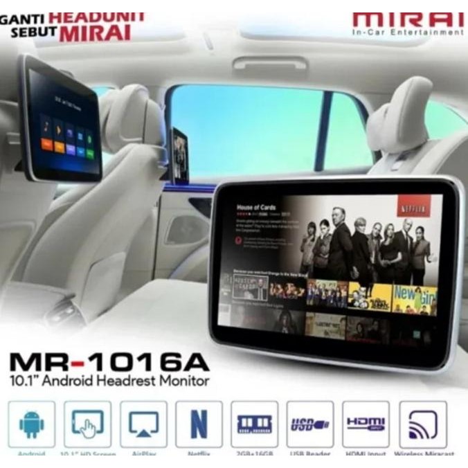 Headrest Android Mirai Clip On MR 1016 10 Inch Ram 2/16