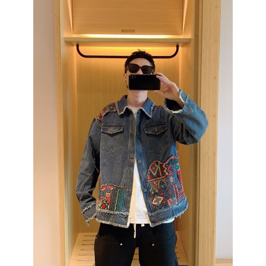 Jaket Denim Dicuci Perca Baru Pria