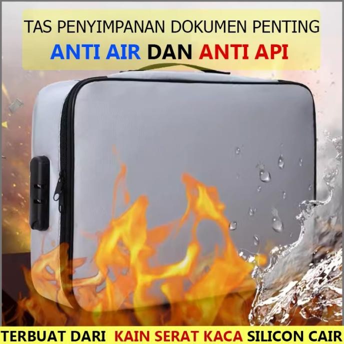 TAS PENYIMPANAN DOKUMEN ANTI AIR TAHAN API BAHAN KAIN SERAT KACA KOPER DOKUMEN TRAVEL BAG ANTI AIR D