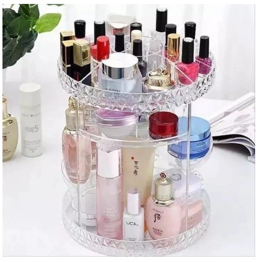 TERLARIS Rak kosmetik akrilik  putar Rak putar tempat make up dan skincare