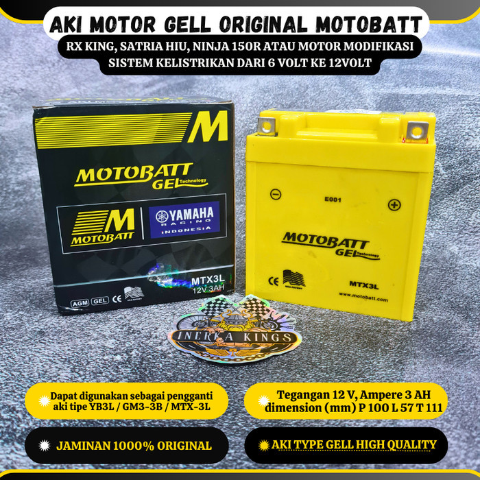 Aki Kering Motobat Untuk Rx King Series Ninja 150 Nsr 150 Satria 12V