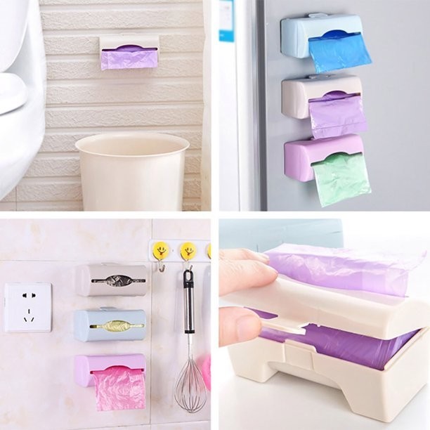 TEMPAT DISPENSER KANTONG PLASTIK ROLL KANTUNG SAMPAH TEMPEL DINDING - PUTIH