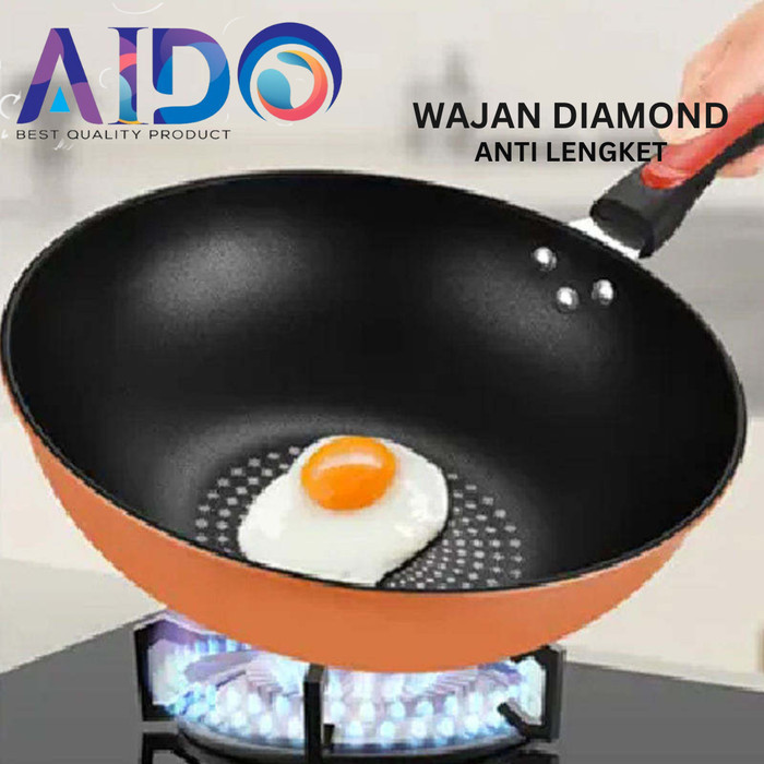 Murah  WAJAN JUMBO TEFLON TEBAL TAHAN API ANTI LENGKET Penggorengan Kuali - 32CM