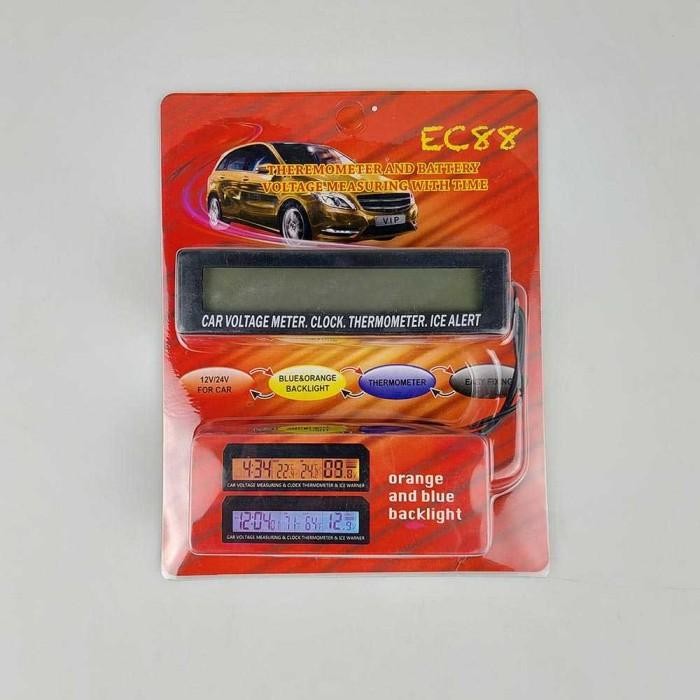 Jam Digital Lcd Mobil Dengan Thermometer Volt Meter Digital Mobil Ec88