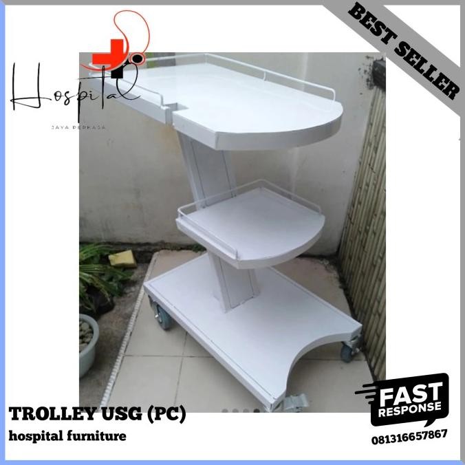 Trolley USG Rumah Sakit | Klinik | Instrumen Medis ECG | EKG | USG