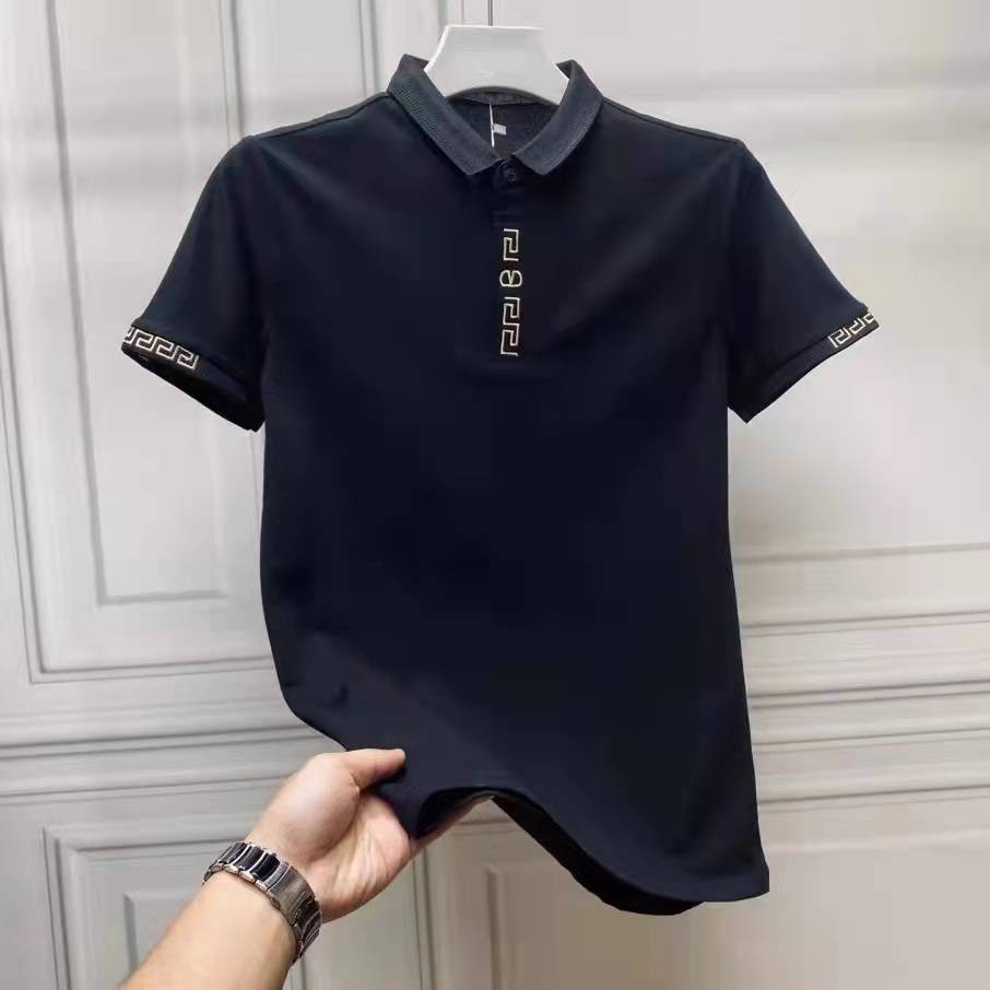 Jaket Bordir Pria Katun POLO Kemeja Kerah Setengah Lengan Baru
