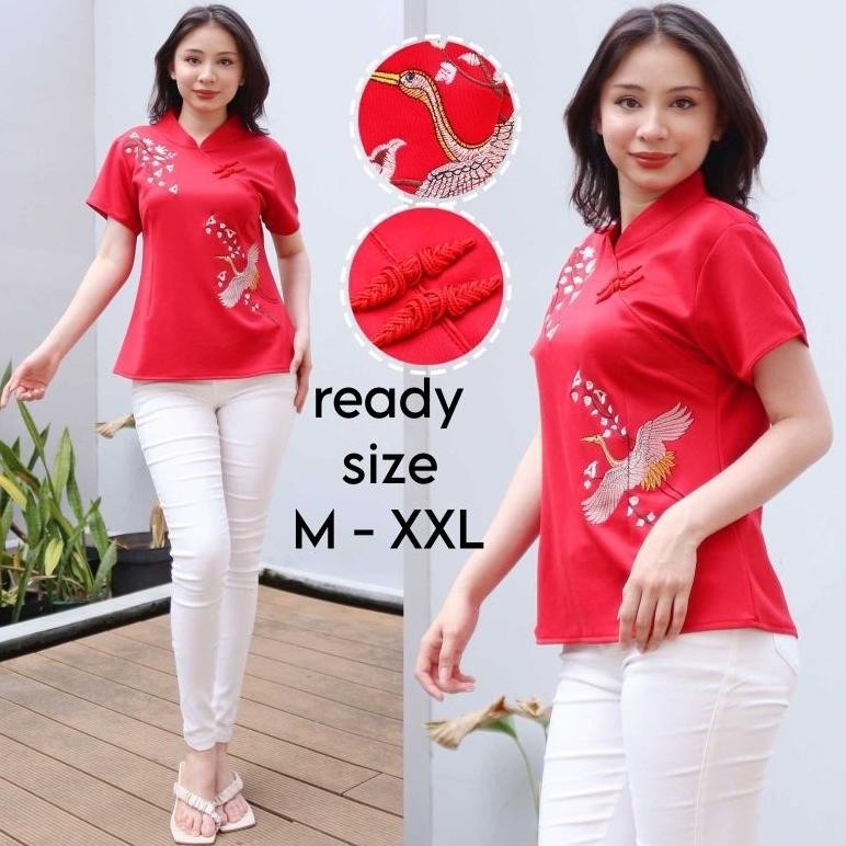 Mlarak Store Blouse Imlek Blouse Cheongsam Blouse Chongsam Blouse Merah Imlek Blouse Sincia Atasan I