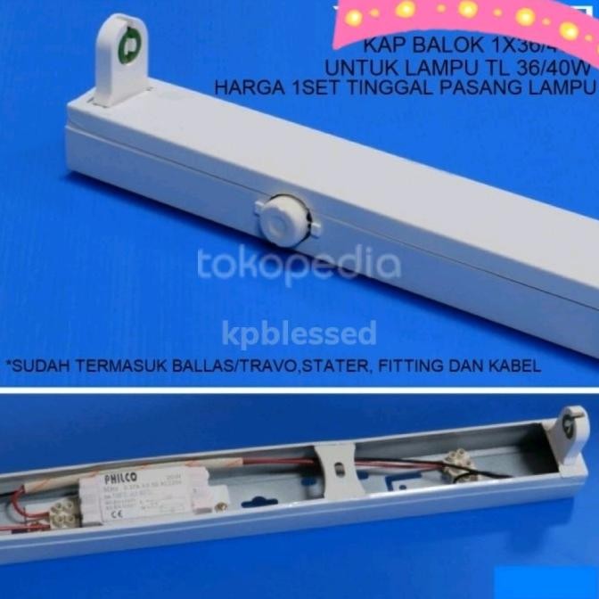 Kap Balok TL 36 watt, Kap Balok Lampu TL 36w, Kap Balok Travo 36w T8