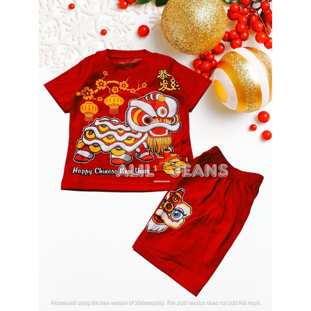 Baju Imlek Anak Atasan Lakilaki Tanggung China Lengan Panjang Pendek Kaos Perayaan Chengsam Tahun202
