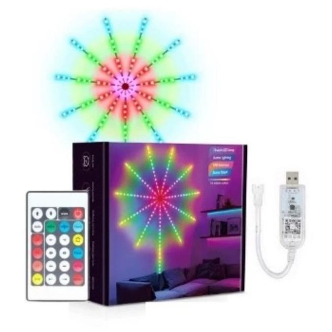 Lampu Strip LED RGB Kembang Api 5050 Firework Hiasan Dinding Remote