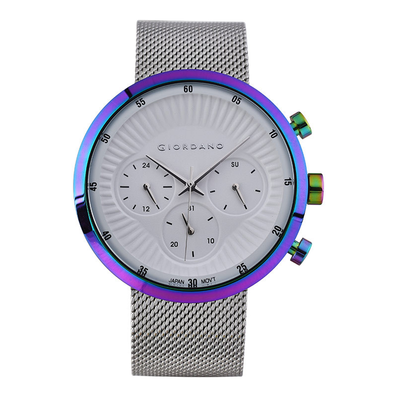 [CLEARANCE APR] Jam Tangan Pria Giordano Metropolitan GD-1066-66 Men White Dial Mesh Strap [No Box]