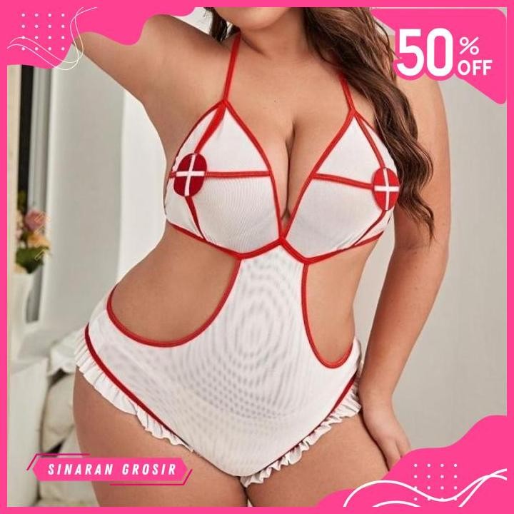 SINAR GROSIR SEXY LINGERIE COSPLAY NURSE LINGERIE JUMBO BIG SIZE PERAWAT TERMURAH 