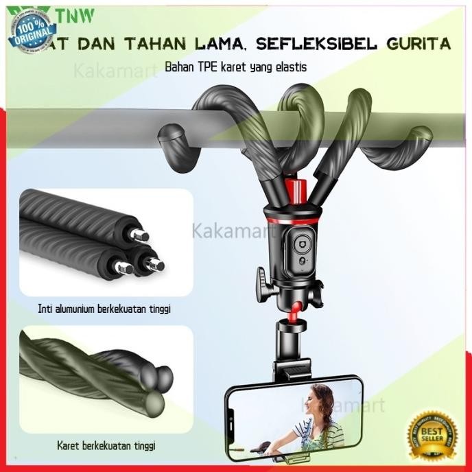 Bayar Tempo! TNW Octopus Tripod Fleksibel Bluetooth Remoter Tongsis Octopus Tripod