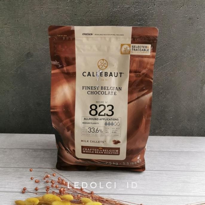 

KOMPLIT ! CALLEBAUT 823 MILK CHOCOLATE CALLETS 2.5 KG COUVERTURE 33.6%