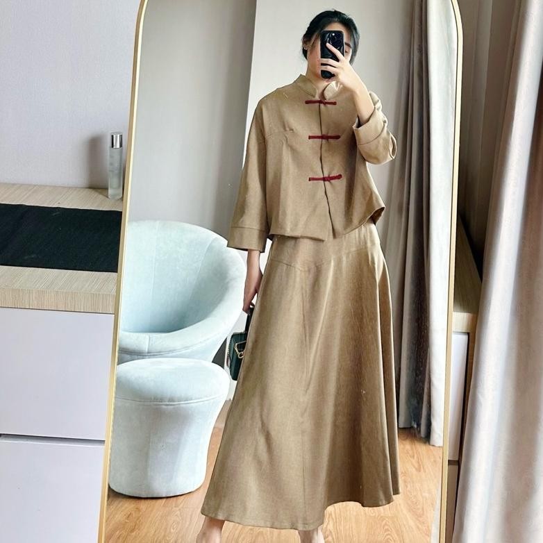 BVF [RONGU] Cheongsam set - baju imlek wanita | cheongsam wanita | atasan cheongsam | rok wanita