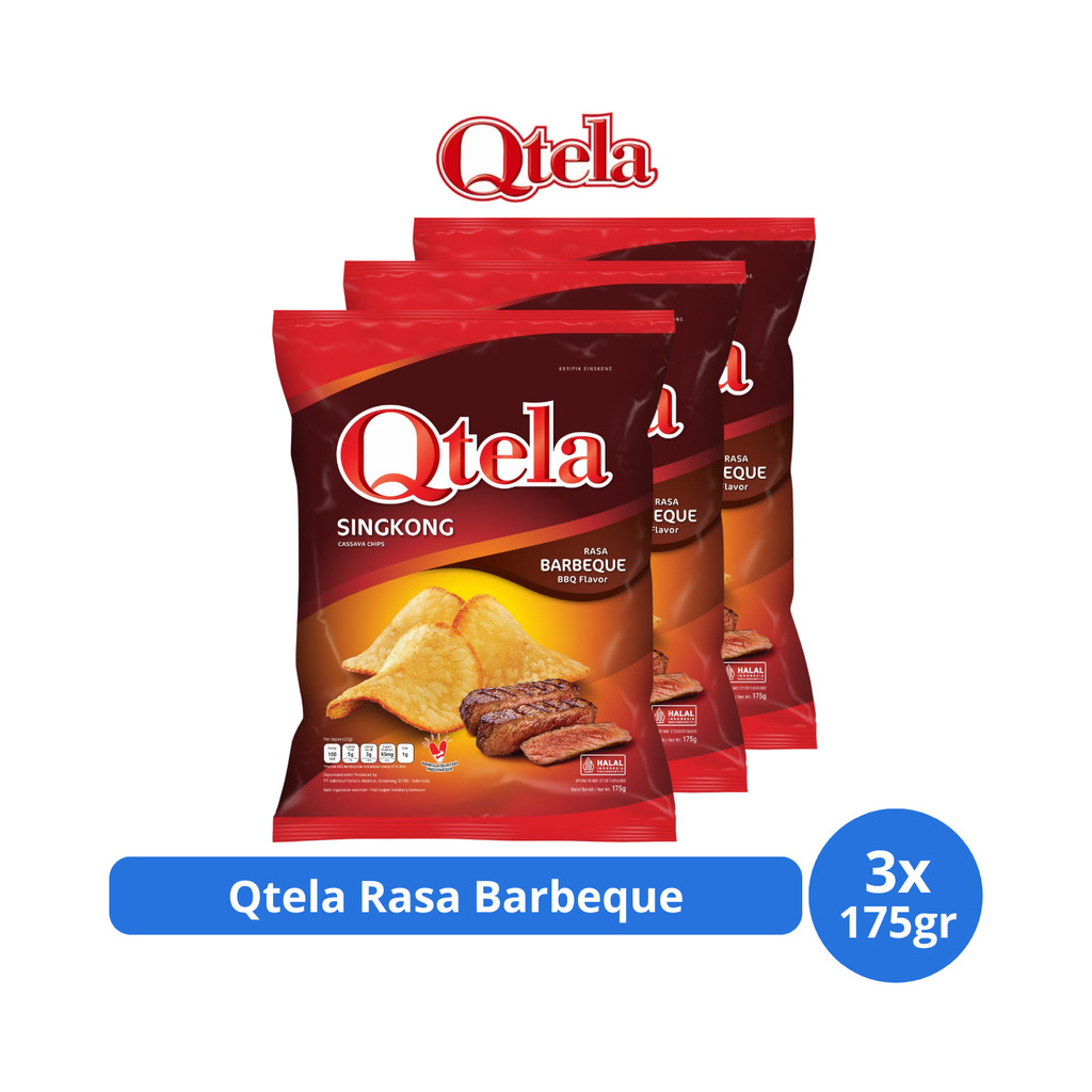 

Qtela Keripik Singkong Rasa Barbeque 175gr x 3 pcs