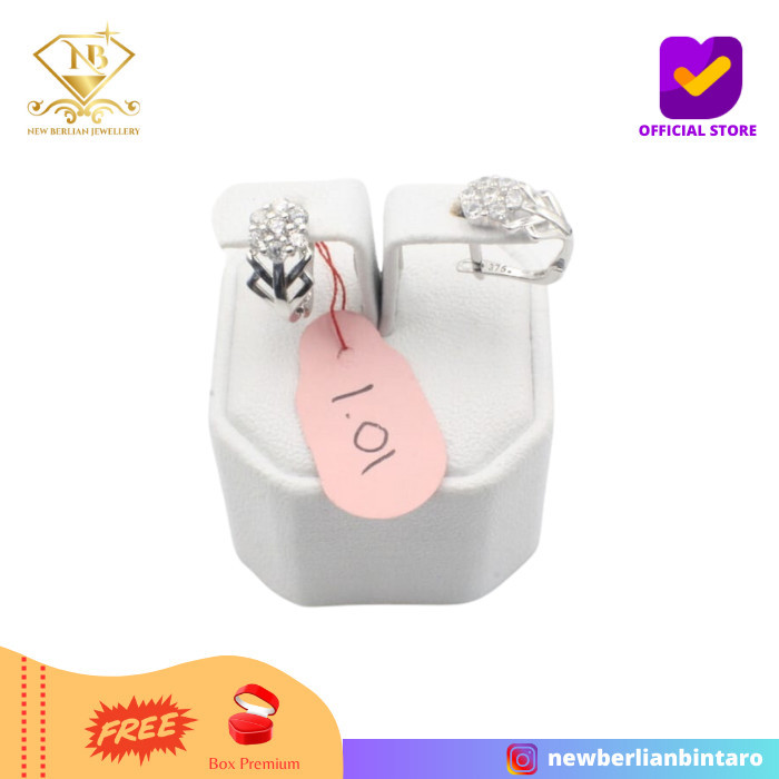 Ready AMM101- anting emas putih perhiasan emas asli wanita 8K 375