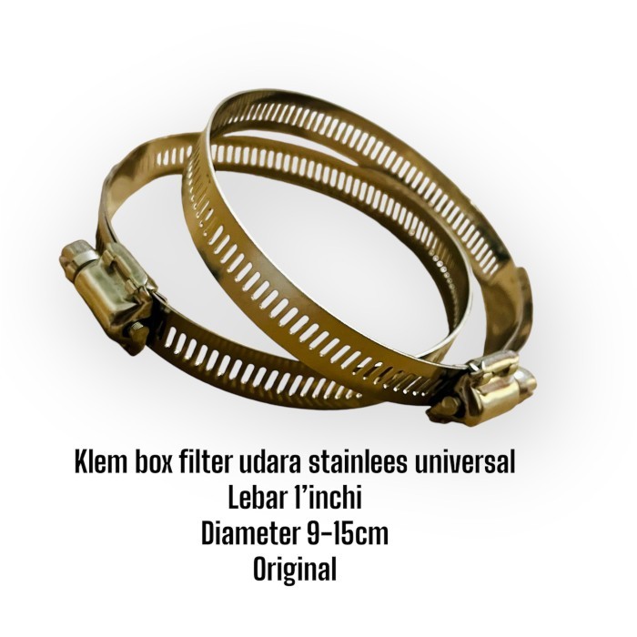 Kleman box filter udara Mobil original stainlees universal lebar '1 inchi