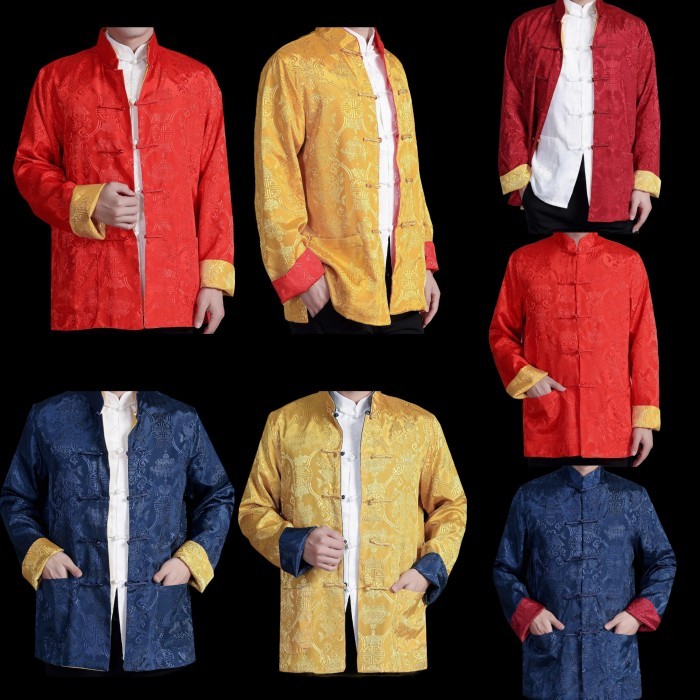 Baju Cheongsam Pria Changshan Sangjit Tunangan Lamaran