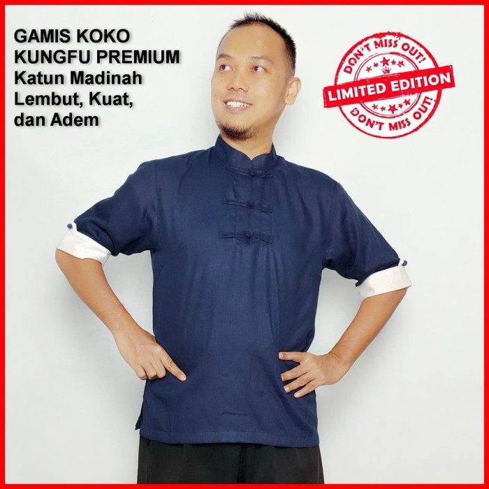 New Baju Koko Gamis Kungfu Ipman Wingchun Terbaru Navy