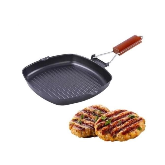 

Terbaru Panci Panggang Square Grill Pan Foldable 20Cm Wajan Bbq Anti Lengket