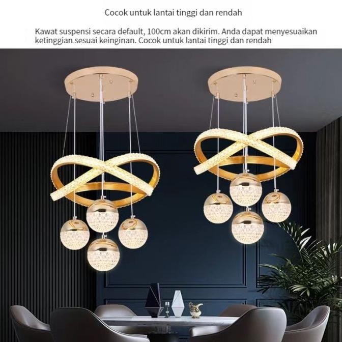 Furnibest Lampu Gantung Kristal Lampu Plafon Minimalis LT