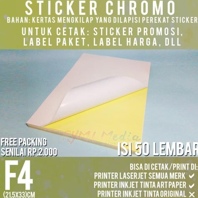 

Sale Sticker Chromo F4 Isi 50 / Kertas Stiker Bontax Glossy Mengkilap Folio