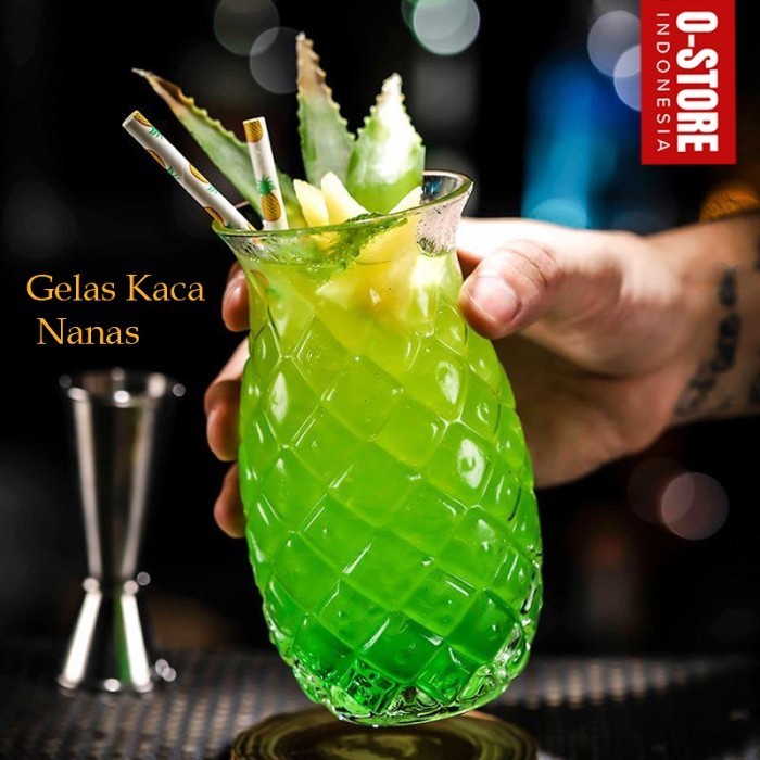 Gelas Tumbler Kaca Sedotan Mug Lucu Nanas Gelas Estetik Tumbler Minum Kaca Mug Kaca Malibu