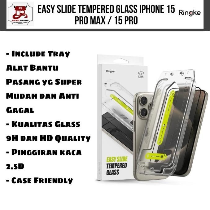 

Ringke Easy Slide Tempered Glass Iphone 15 Pro Max 15 Pro With Tray Instalator Terlaris