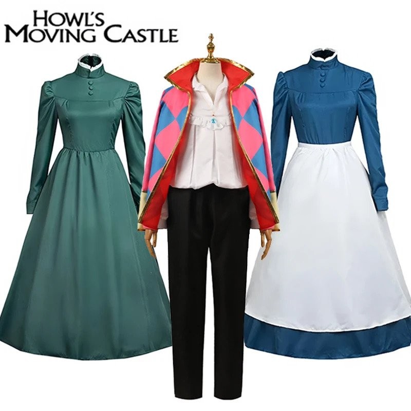 Anime Howl Cosplay Costume Sophie Dresses Hatter Costume Long Dress Apron Women Halloween Costume FW