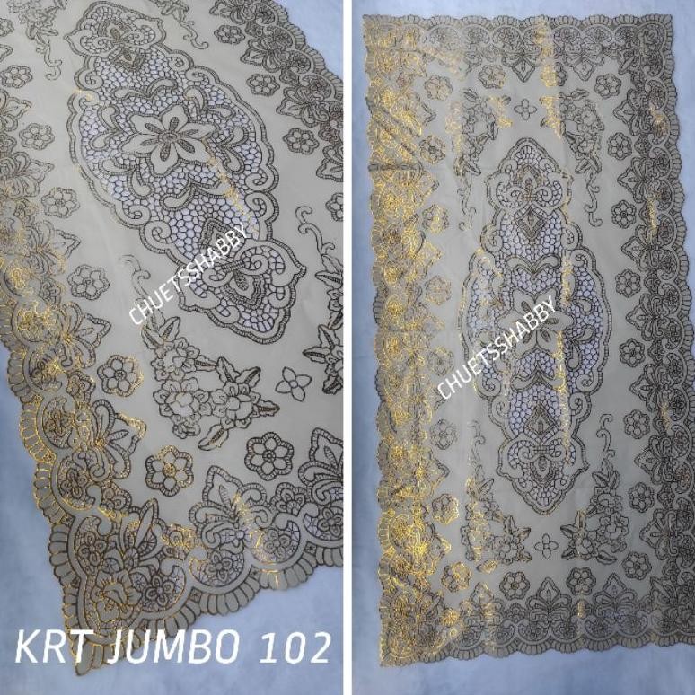 Taplak meja tamu jumbo gold ukuran 60 X 120cm / taplak meja tamu jati jumbo