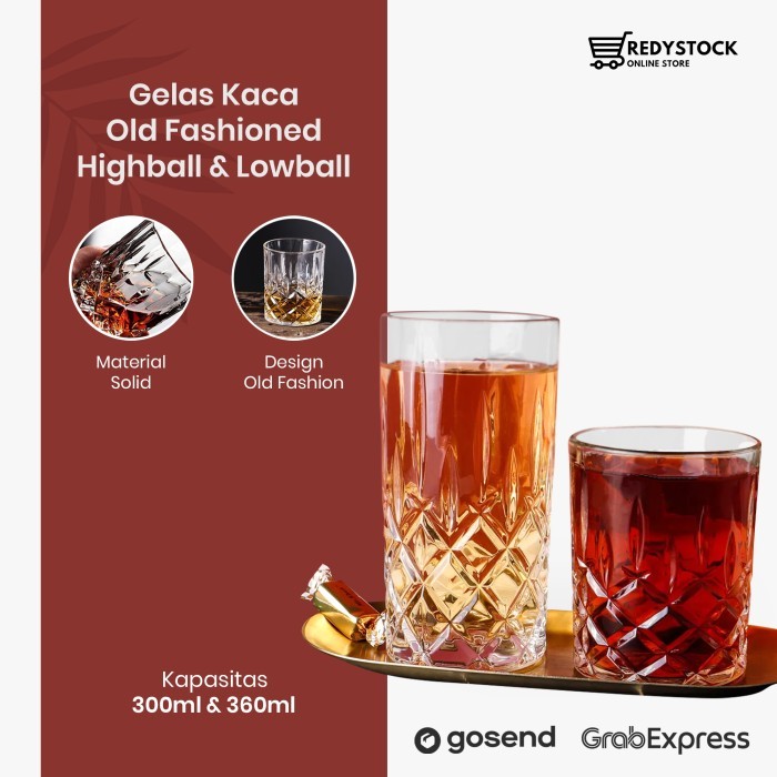 Gelas Kaca Teh Kopi Minuman Whiskey Old Fashioned