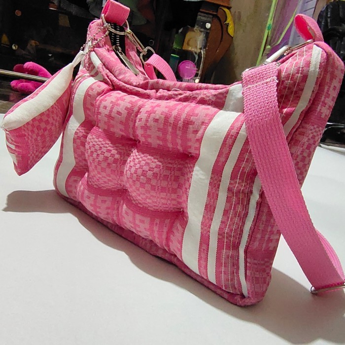 PROMO tas selempang wanita model kasur jadul - Biru