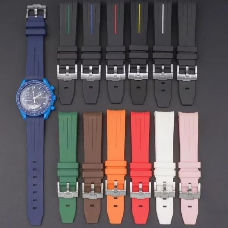 Strap Tali Karet Rubber Curved 20mm Tali Jam Tangan Omega Moonswatch Speedmaster