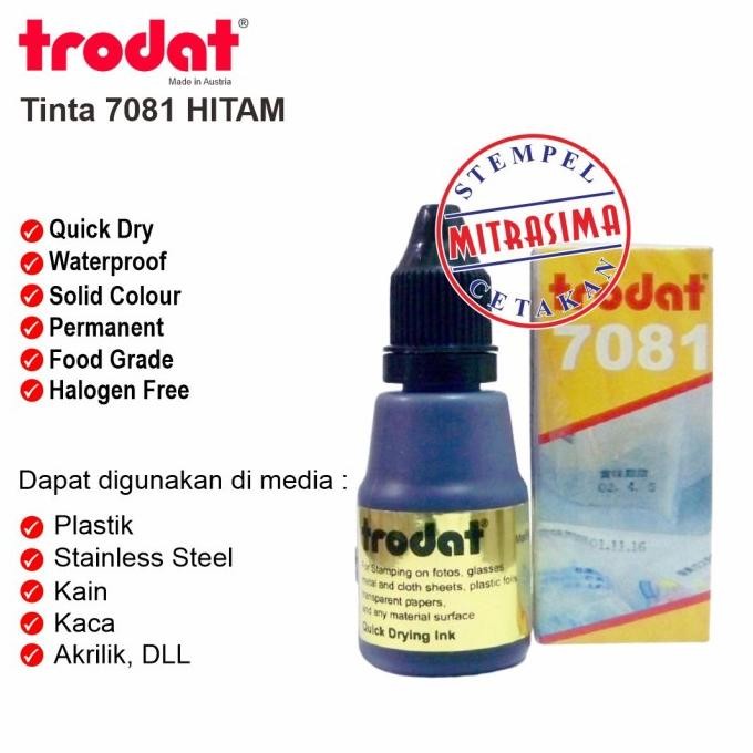 

Terlaris! Tinta Untuk Plastik, Kaca, Keramik Trodat 7081 Warna Hitam