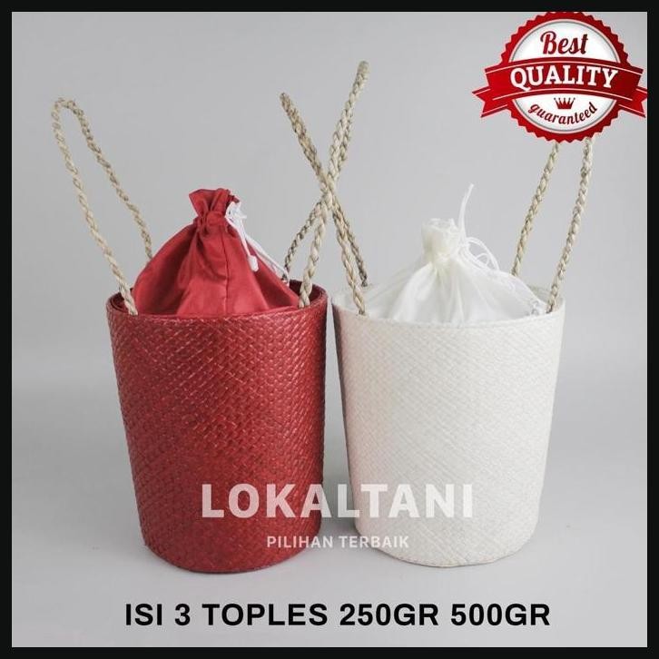 

Tas Hampers Kue Kering Imlek Cny/ Hampers Sincia / Tas Anyam Pandan Mukena / Tas Souvenir Imlek Anyaman Pandan Deco/ Tas Panda Tabung 3 Toples