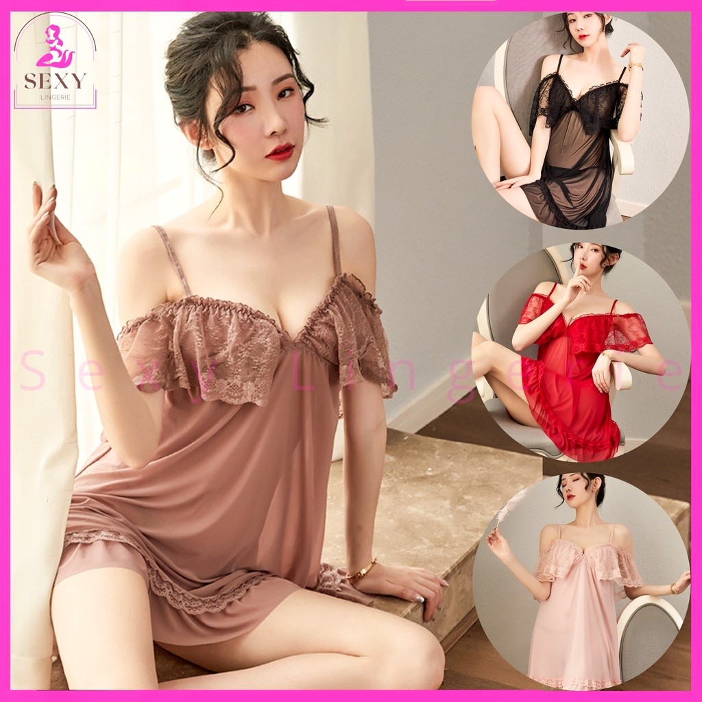 Promo Baju Wanita Lingerie Sexy Seksi Sabrina Style All Size Transparant Jumbo Baju Tidur Wanita