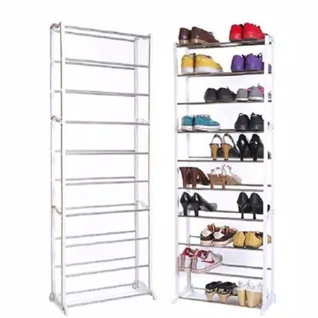 RAK JILBAB SEPATU HIJAB KERUDUNG BESI DISPLAY TOKO PUTIH SERBAGUNA GGS