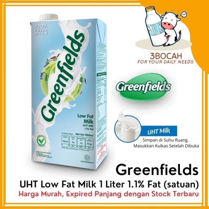 

NEW ITEM MINUMAN GREENFIELDS UHT SKIMMED MILK 1L