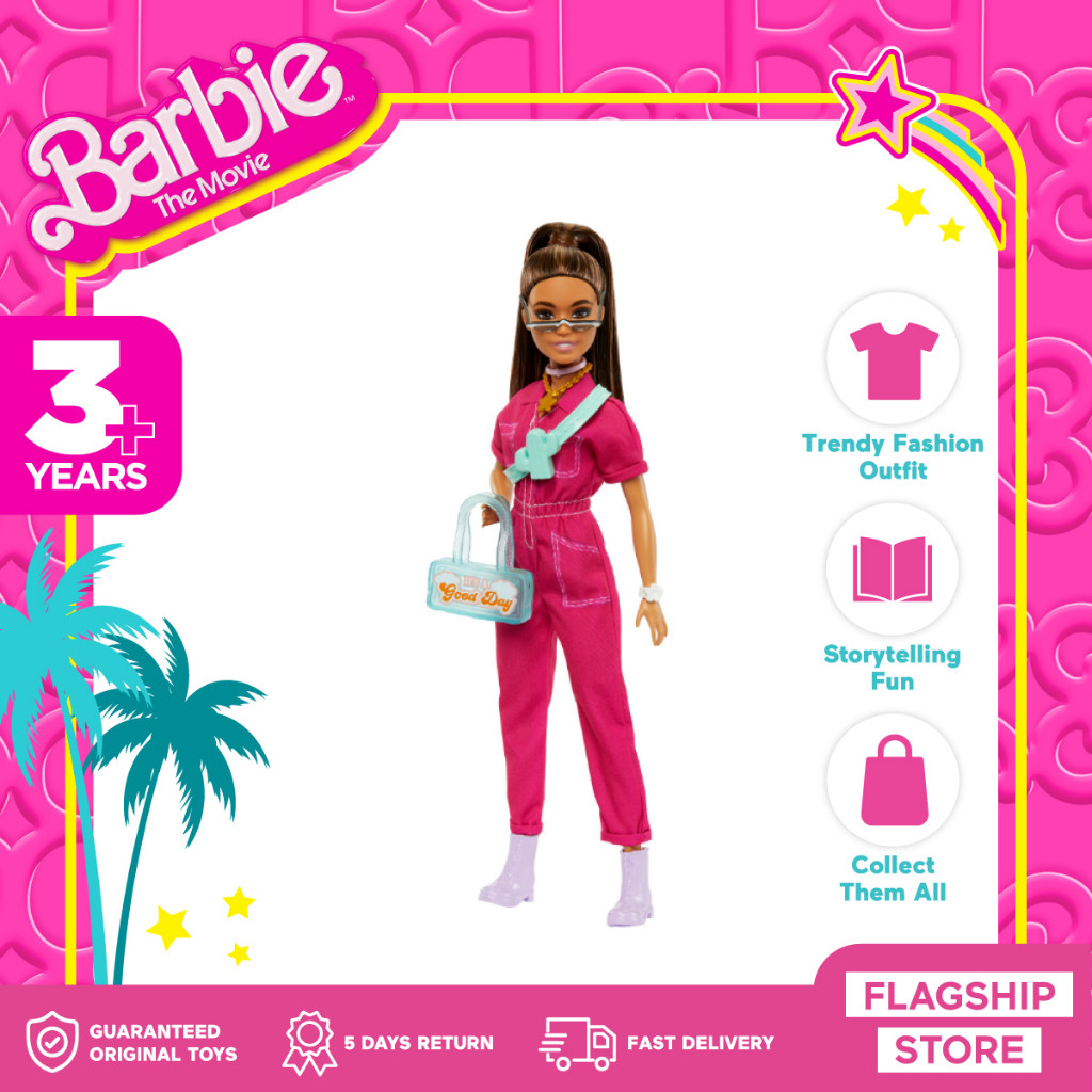 Barbie The Movie Doll with Trendy Pink Jumpsuit - Mainan Boneka Anak Perempuan