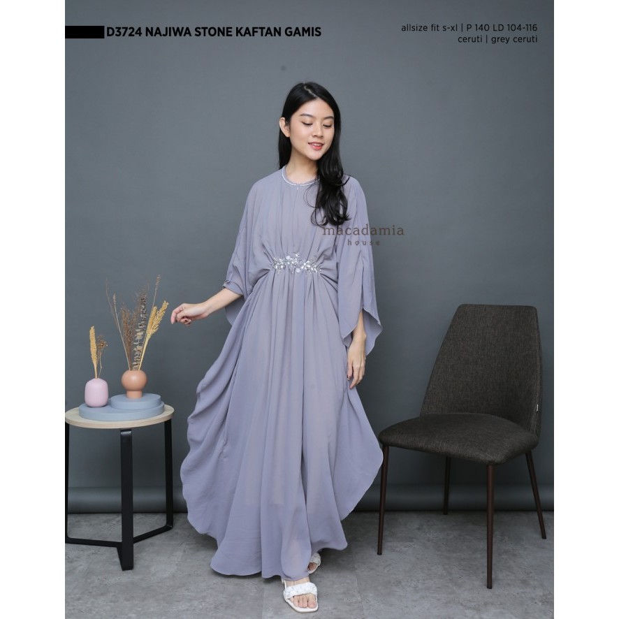 Kaftan D3724 NAJIWA STONE KAFTAN GAMIS - MACADAMIA HOUSE - GREY CERUTI premium modern
