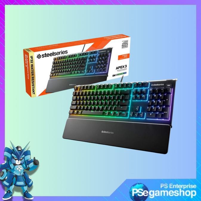

PROMO KEYBOARD STEELSERIES APEX 3 RGB WATER-RESISTANT KEYBOARD GAMING